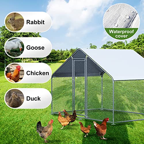 Chicken Coop Large Metal Chicken House/Pen for 6/10 Chickens Poultry Cage