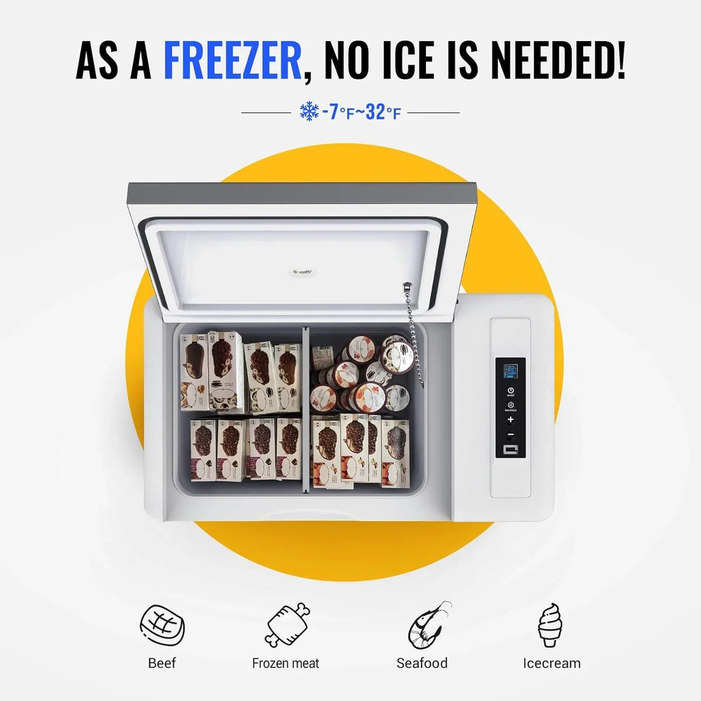 BougeRV 12 Volt Refrigerator 12V Car Fridge 23 Quart Portable Freezer Compressor Cooler 12/24V DC 110~240 Volt AC for Truck Van RV Camper SUV Travel Camping Road Trips Tailgating -7��~50��