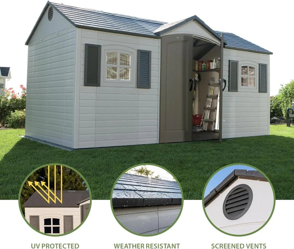 Lifetime 6446 Outdoor Storage Shed, 8 x 15 Foot, Desert Sand
