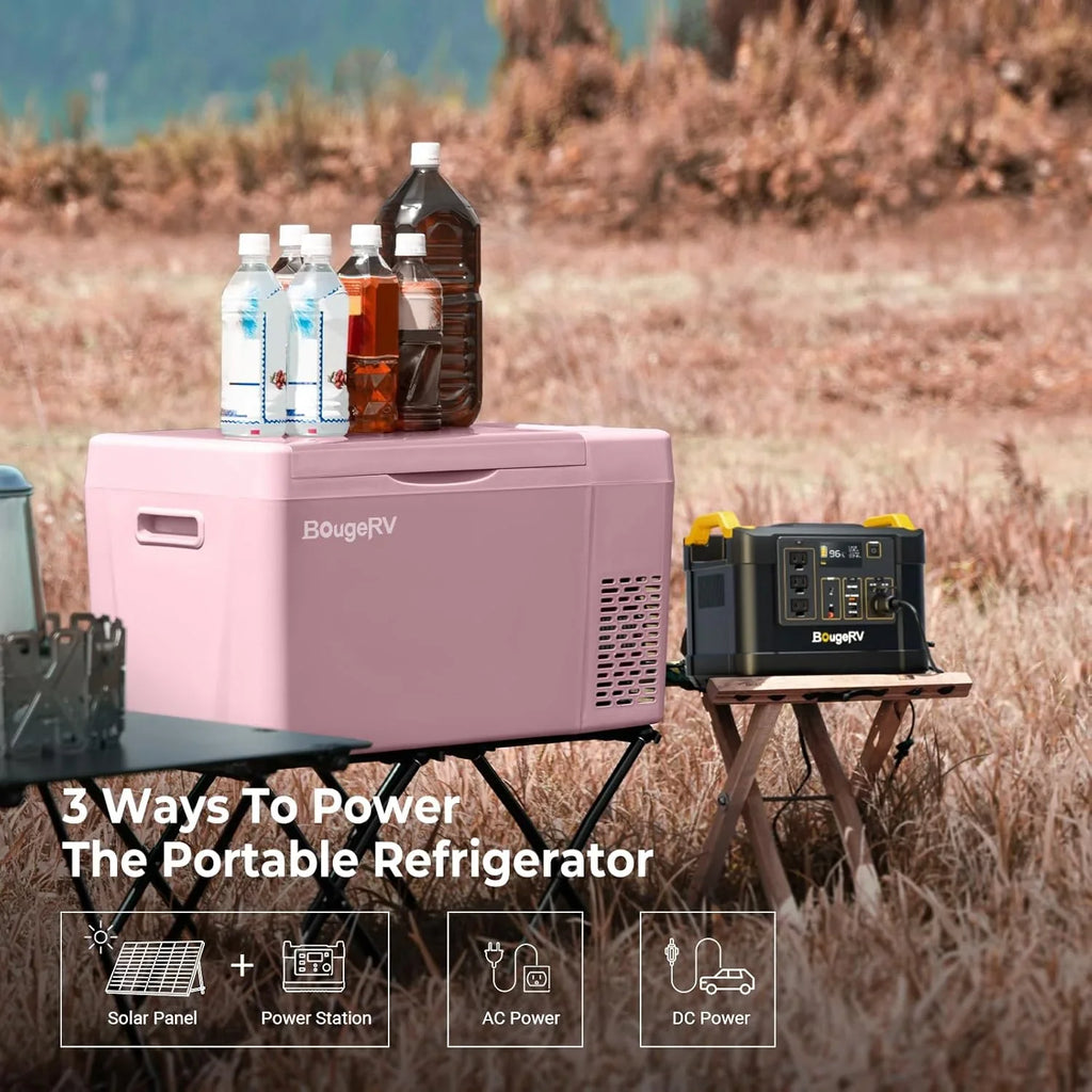 BougeRV 12 Volt Refrigerator 12V Car Fridge 23 Quart Portable Freezer Compressor Cooler 12/24V DC 110~240 Volt AC for Truck Van RV Camper SUV Travel Camping Road Trips Tailgating -7��~50��