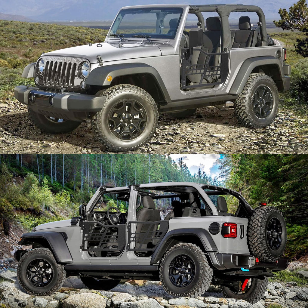 Off Road Safari Tubular Doors Compatible with 2018-2023 Wrangler JL 4 Door 锟斤拷 Set of 4 Fat Tube Half Doors for Adventure