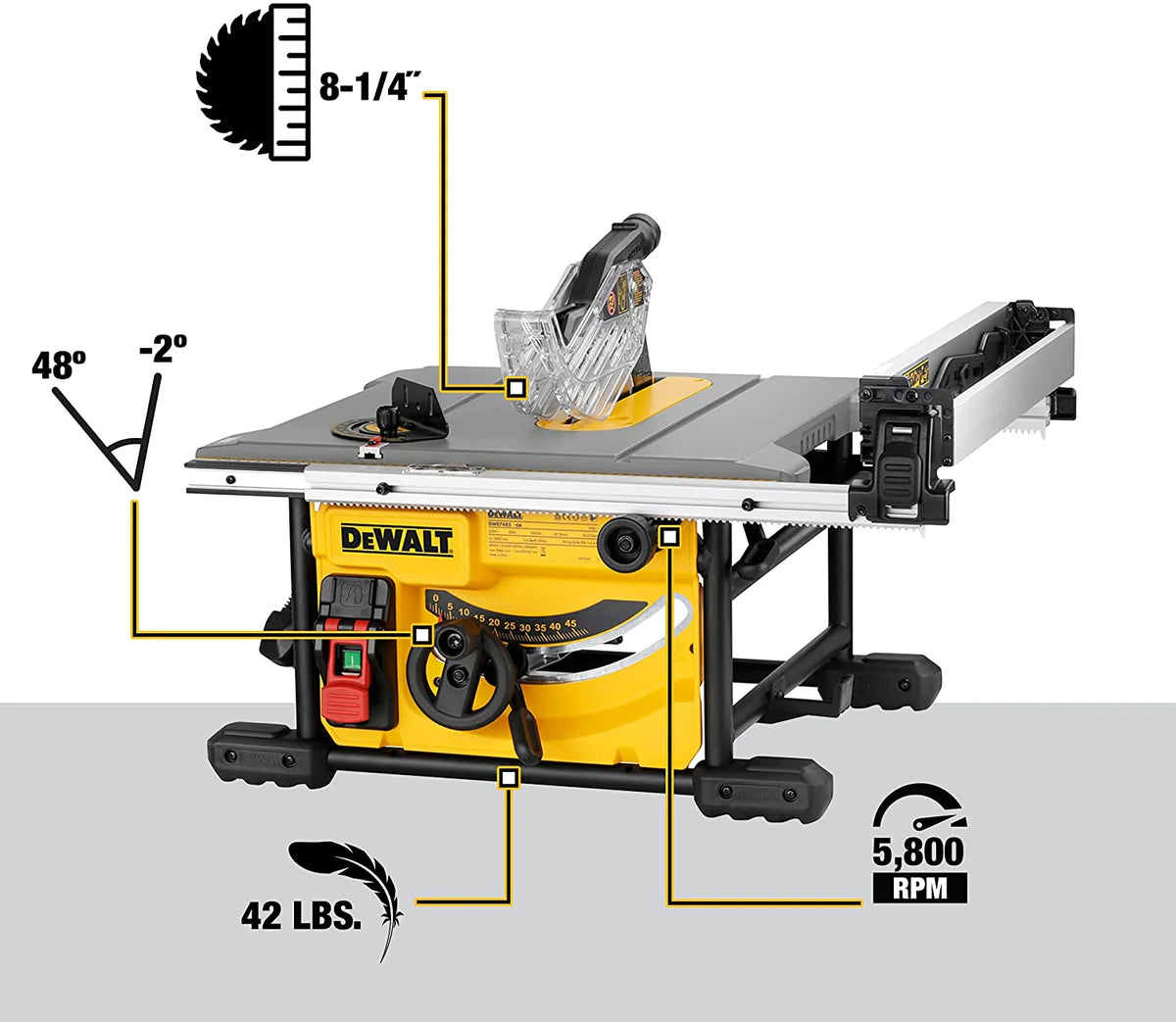 Table Saw for Jobsite, Compact, 8-1/4-Inch (DWE7485)