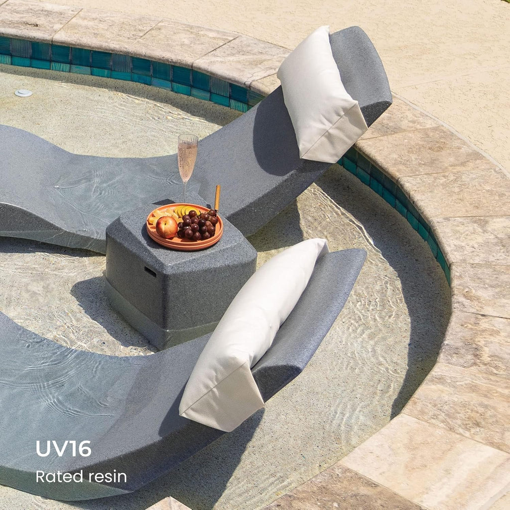 Classic White - in-Pool Chaise Lounger �� Designed for Water Depths Up to 9�� �� Aqua Outdoors �� Set of 2 �� Compatible with All Pool Types - Poolside & Sun Deck Tanning