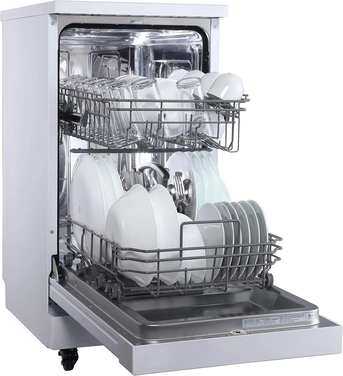 Portable Dishwasher, 18in Wide, 8 Place Settings Capacity, White