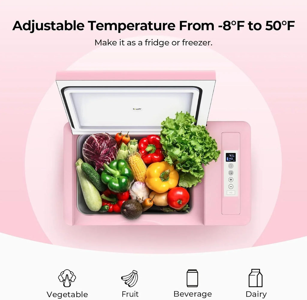 BougeRV 12 Volt Refrigerator 12V Car Fridge 23 Quart Portable Freezer Compressor Cooler 12/24V DC 110~240 Volt AC for Truck Van RV Camper SUV Travel Camping Road Trips Tailgating -7��~50��
