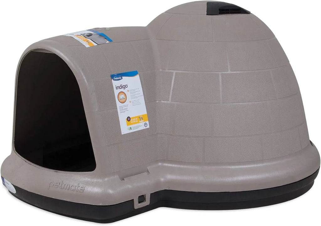 Petmate Indigo Dog House (Igloo Dog House, Made in USA with 90% Recycled Materials, All-Weather Protection Pet Shelter) for XL Dogs -90 to 125 pounds, Made in USA