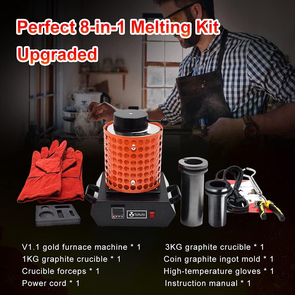TOAUTO Gold Melting Furnace TGF3000-V1.1, 1+3KG, 1400W, 2100锟斤拷F