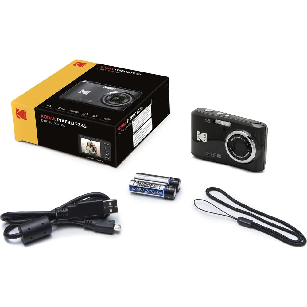 PIXPRO FZ45 Digital Camera (Black) Bundle with 32GB Memory Card