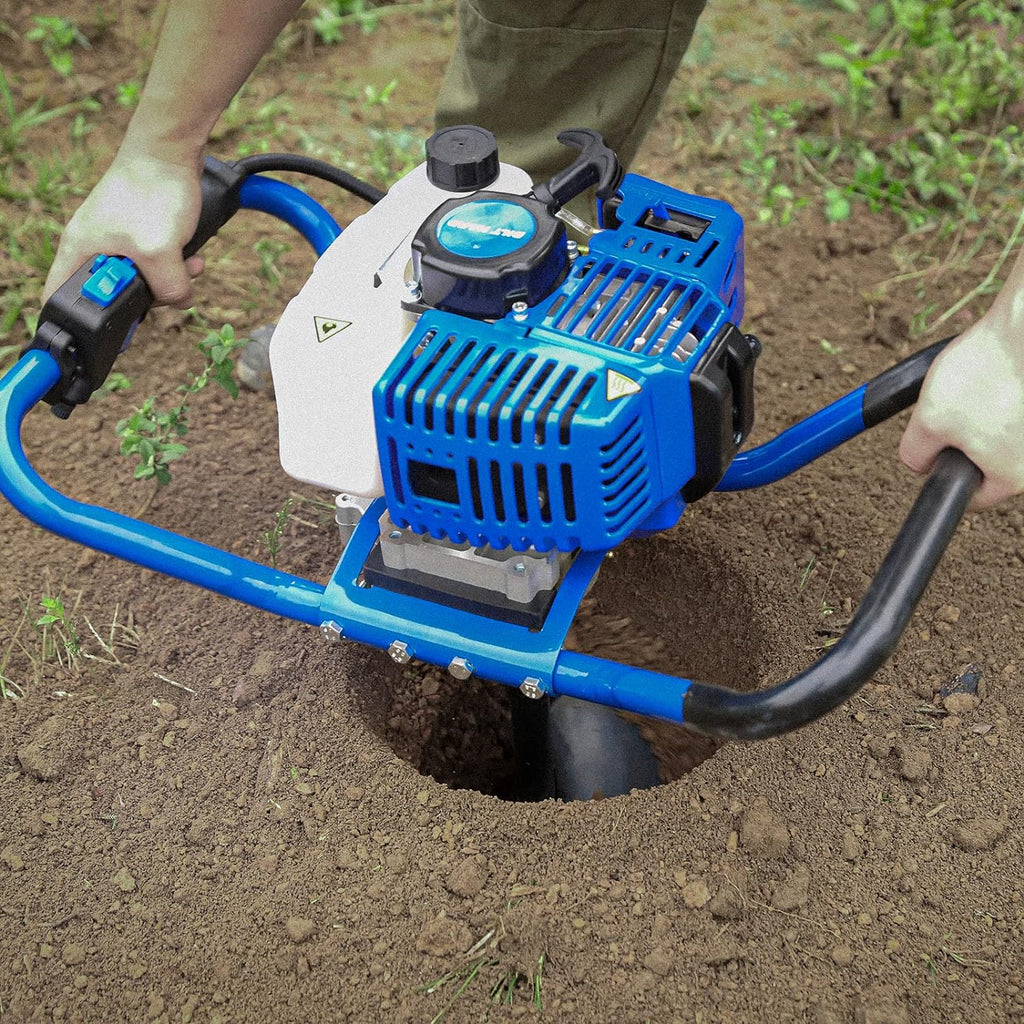 Post Hole Digger Gas Powered, 52cc 2.4 HP 2 Stroke Engine Earth Auger with 8" Drill Bit, EPA Compliant Post Hole Auger