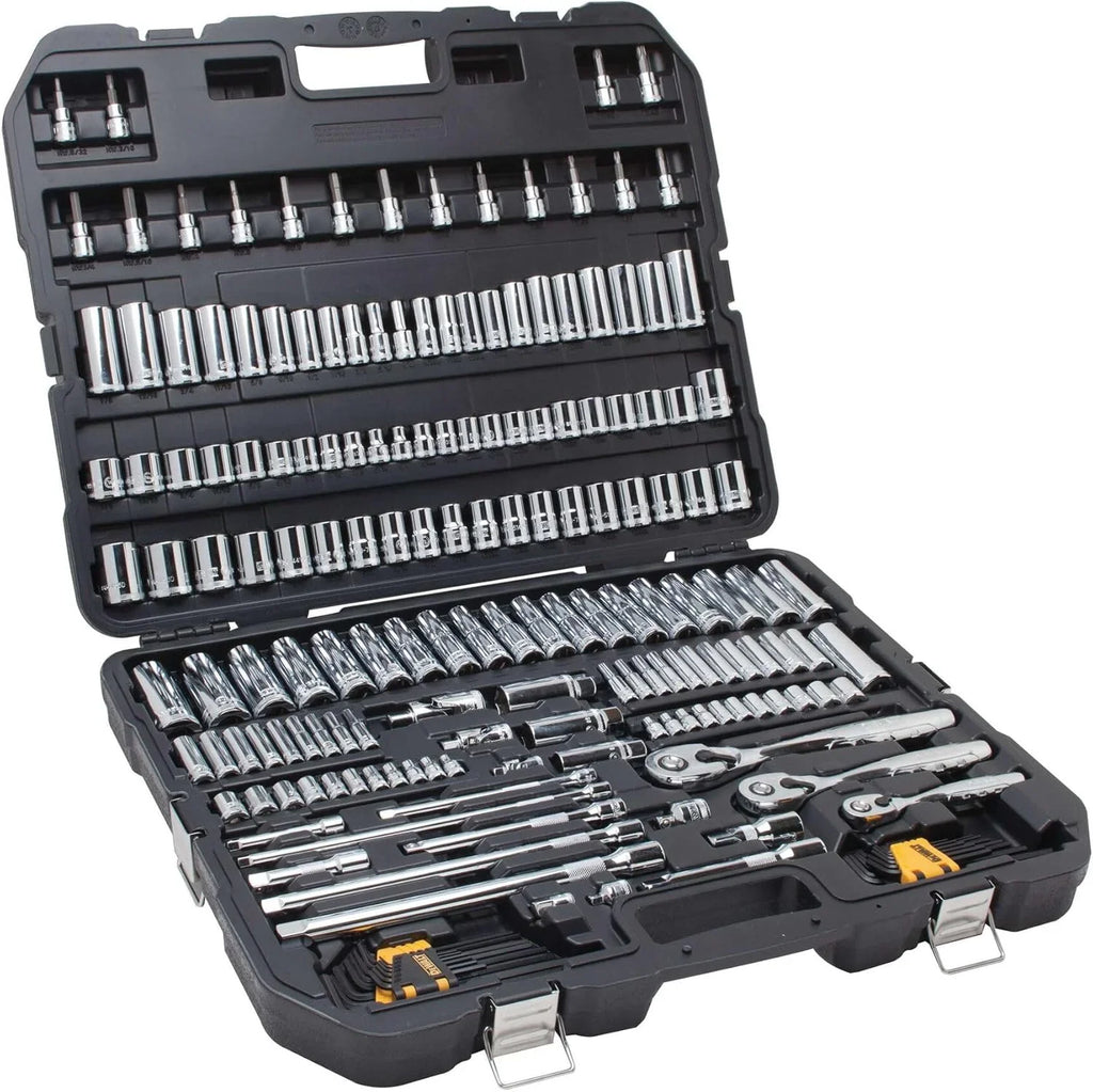 Mechanics Tool Set, SAE and Metric, 1/2, 1/4, 3/8 Drive Sizes, 192-Piece.