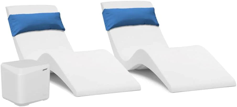 Classic White - in-Pool Chaise Lounger �� Designed for Water Depths Up to 9�� �� Aqua Outdoors �� Set of 2 �� Compatible with All Pool Types - Poolside & Sun Deck Tanning