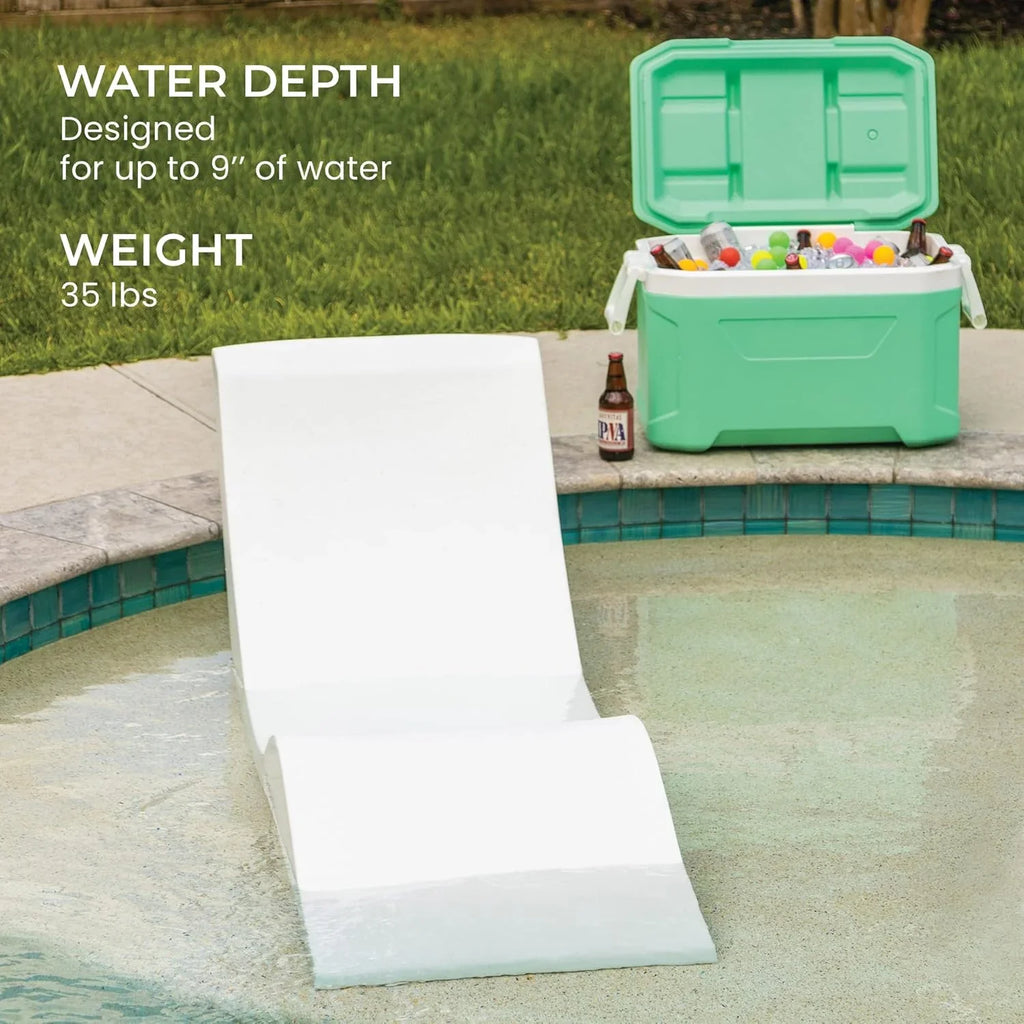 Classic White - in-Pool Chaise Lounger �� Designed for Water Depths Up to 9�� �� Aqua Outdoors �� Set of 2 �� Compatible with All Pool Types - Poolside & Sun Deck Tanning