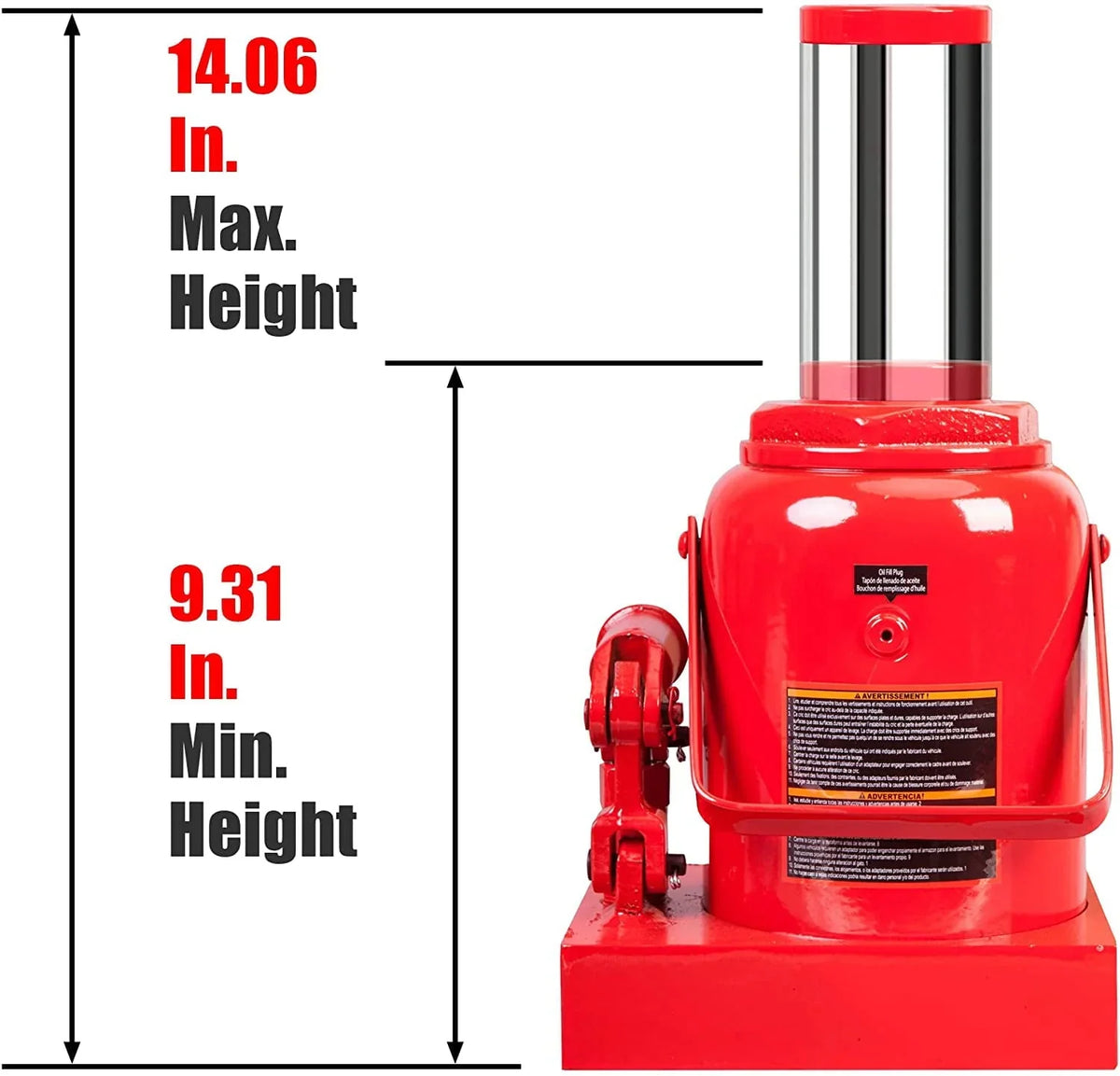 BIG RED 50 Ton Low Profile Hydraulic Bottle Jack �� Welded Construction for Automotive & Heavy Lifting