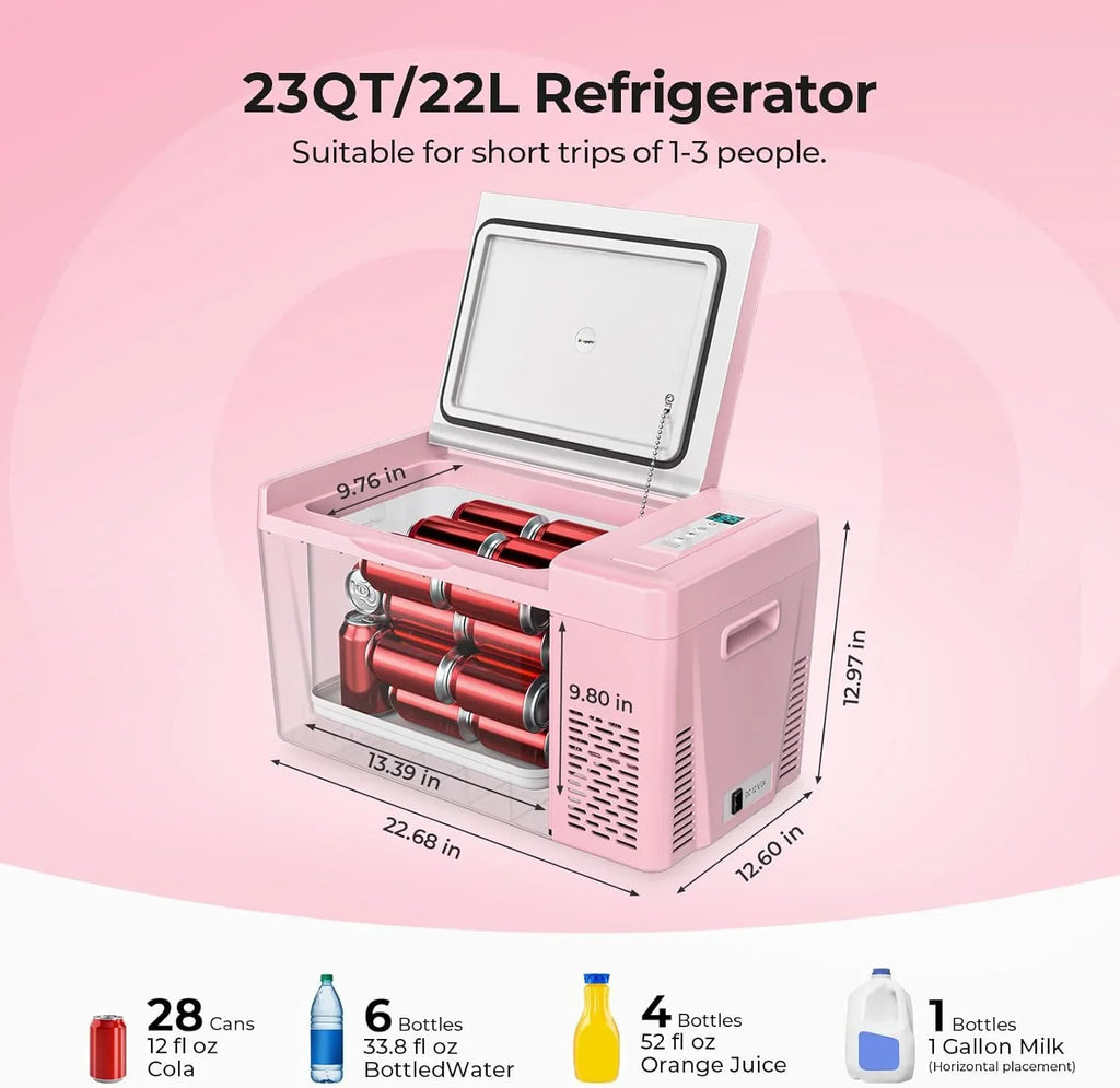 BougeRV 12 Volt Refrigerator 12V Car Fridge 23 Quart Portable Freezer Compressor Cooler 12/24V DC 110~240 Volt AC for Truck Van RV Camper SUV Travel Camping Road Trips Tailgating -7��~50��