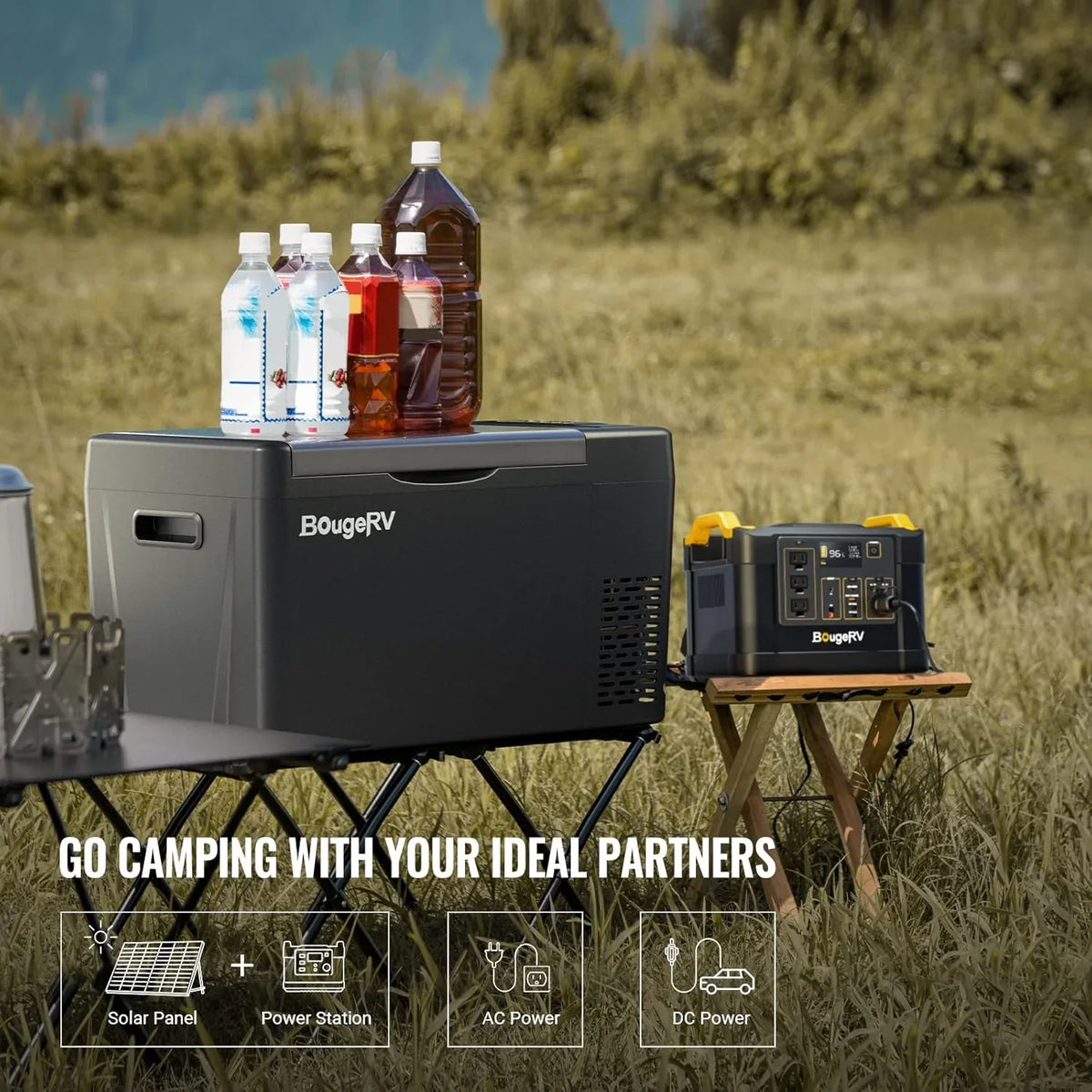 BougeRV 12 Volt Refrigerator 12V Car Fridge 23 Quart Portable Freezer Compressor Cooler 12/24V DC 110~240 Volt AC for Truck Van RV Camper SUV Travel Camping Road Trips Tailgating -7��~50��