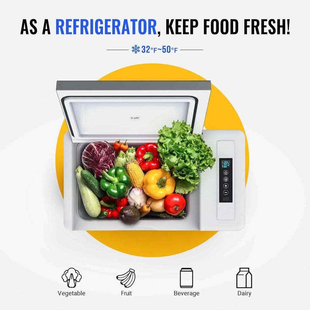 BougeRV 12 Volt Refrigerator 12V Car Fridge 23 Quart Portable Freezer Compressor Cooler 12/24V DC 110~240 Volt AC for Truck Van RV Camper SUV Travel Camping Road Trips Tailgating -7��~50��