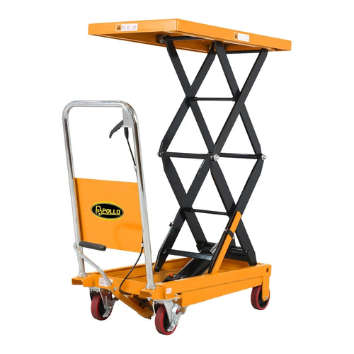 APOLLOLIFT Hydraulic Lift Table Cart �� 770 lbs Capacity, 51" Max Height, Double Scissor Lift with Safety Guard & 4 Wheels