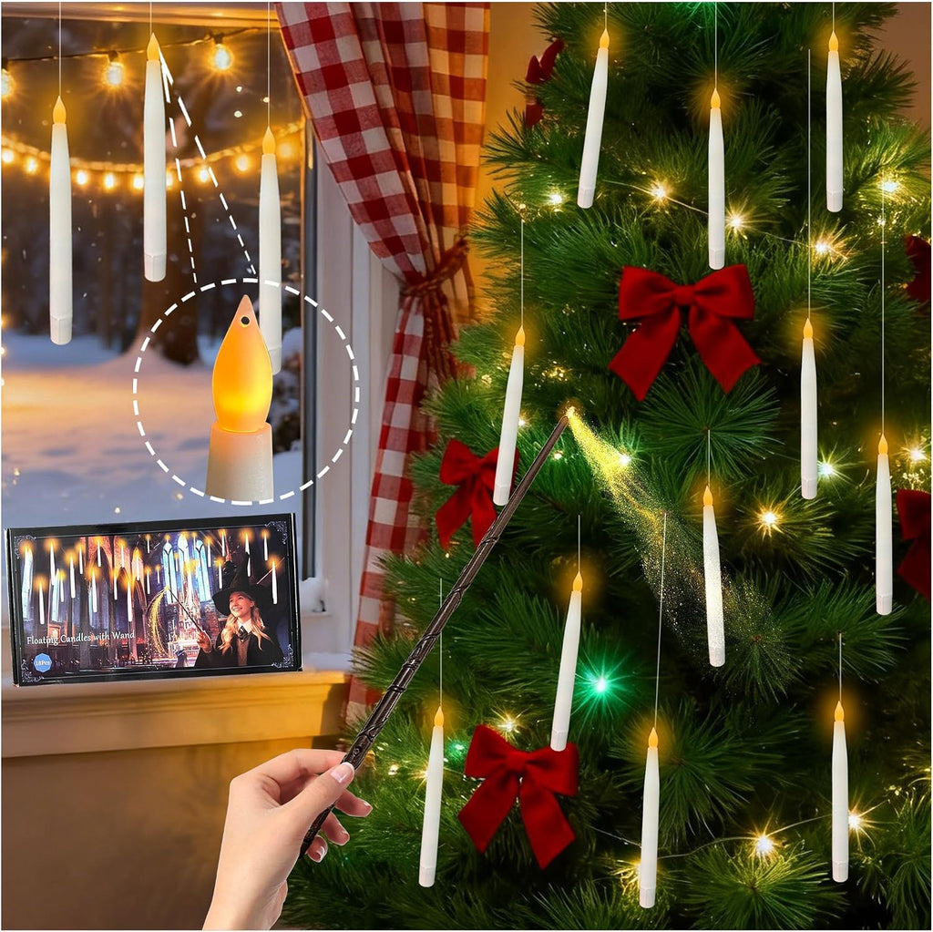 QVAIVE floating LED candles with wand remote - 18 pack
