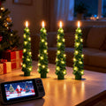 QVAIVE Christmas tree flameless LED candles with string lights - set of 4