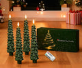 QVAIVE Christmas tree flameless taper candles with remote - set of 4
