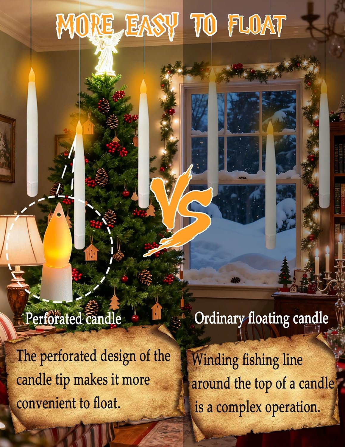 QVAIVE floating LED candles with wand remote - 18 pack