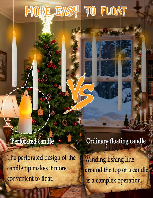 QVAIVE floating LED candles with wand remote - 18 pack