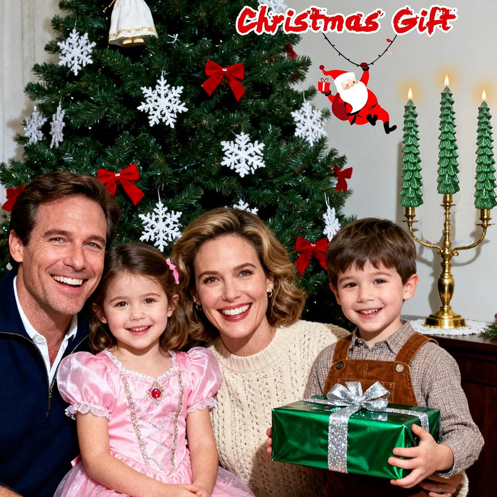 QVAIVE Christmas tree flameless taper candles with remote - set of 4