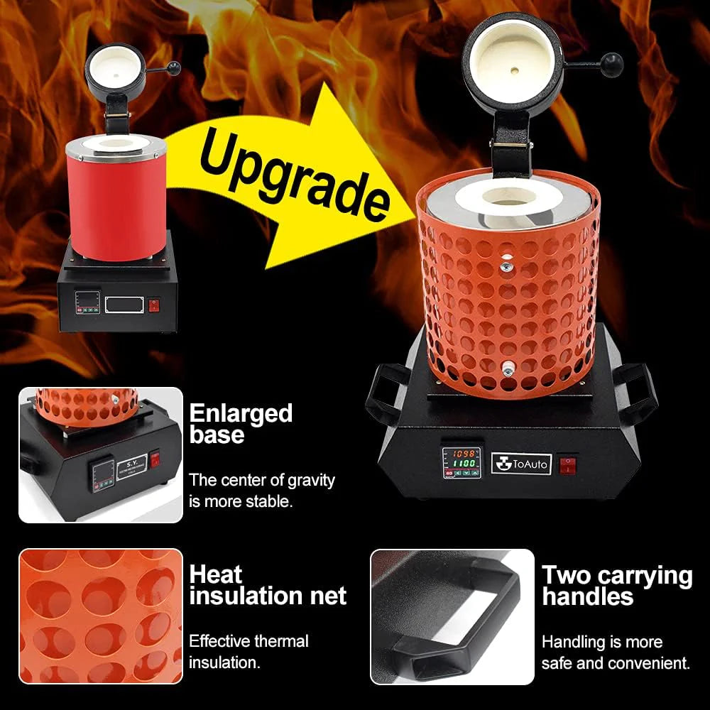 TOAUTO Gold Melting Furnace TGF3000-V1.1, 1+3KG, 1400W, 2100锟斤拷F