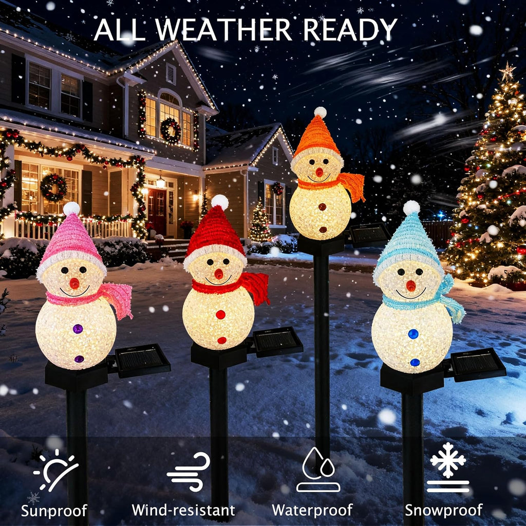QVAIVE solar snowman pathway lights - set of 4
