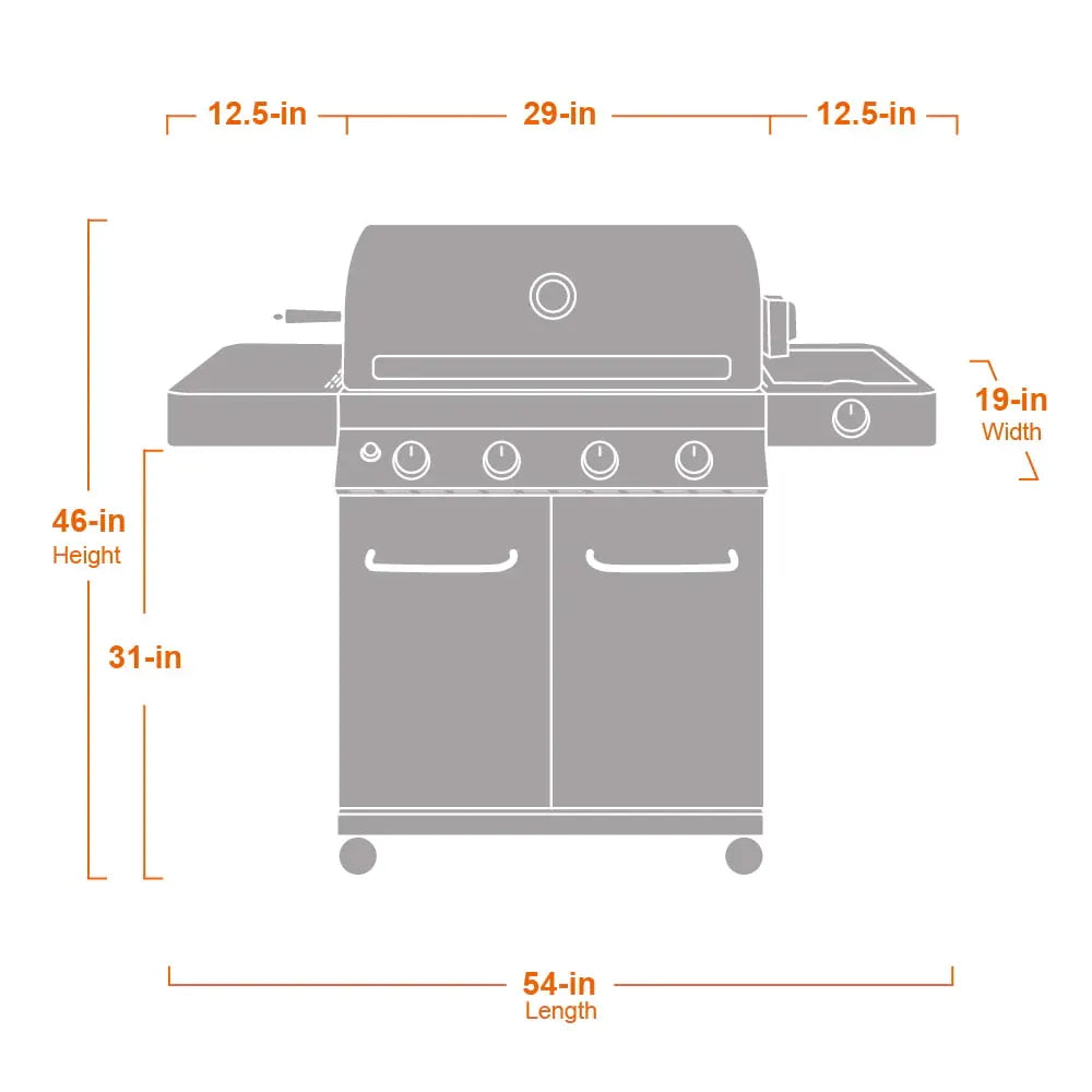 Monument Grills 17842 Stainless Steel 4 Burner Propane Gas Grill with Rotisserie