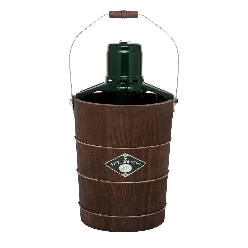 White Mountain 6 Qt. Green and Brown Electric Ice Cream Maker