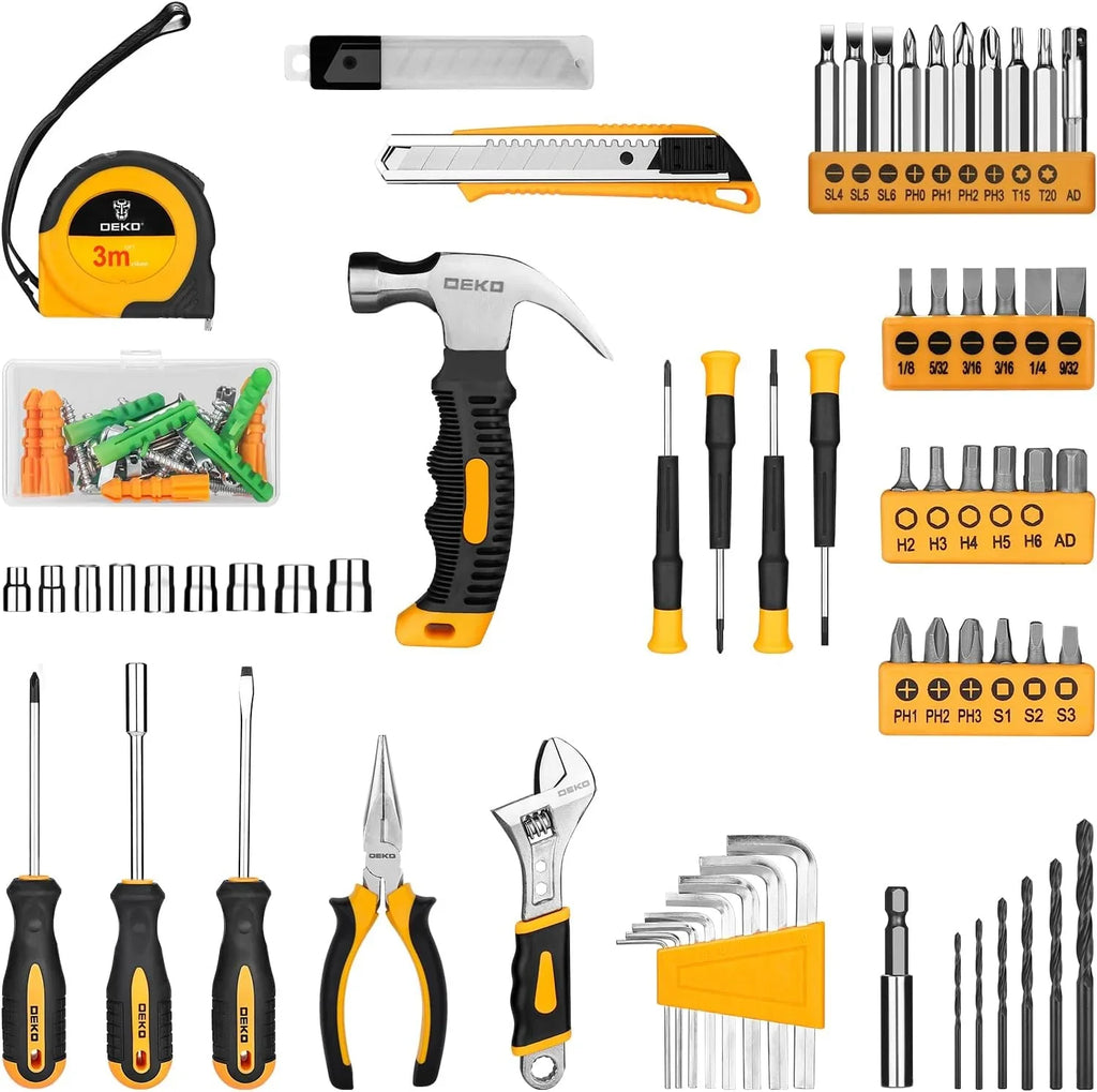 DEKOPRO Tool Set锛�Tool Kit with 8V Cordless Drill,Tool Box with Drill,Hand Drill Set for Men & Women,Home Tool Kits for House Repair,Handyman,DIY 126 Piece