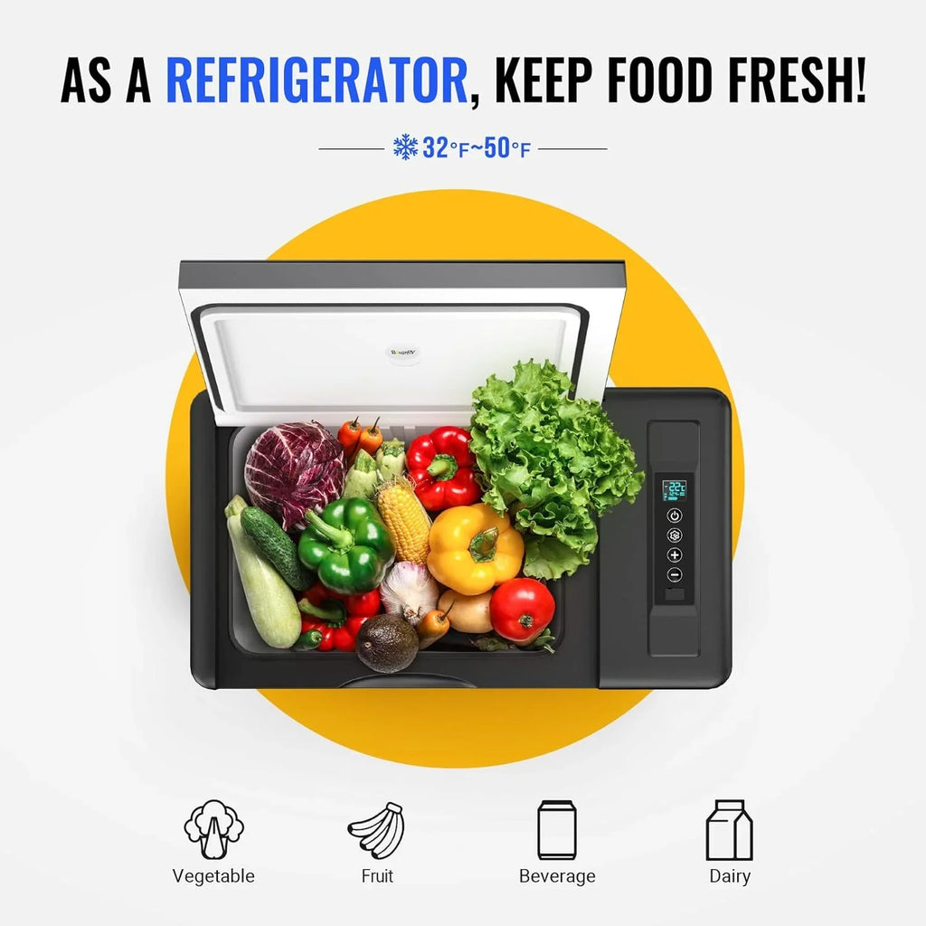 BougeRV 12 Volt Refrigerator 12V Car Fridge 23 Quart Portable Freezer Compressor Cooler 12/24V DC 110~240 Volt AC for Truck Van RV Camper SUV Travel Camping Road Trips Tailgating -7��~50��