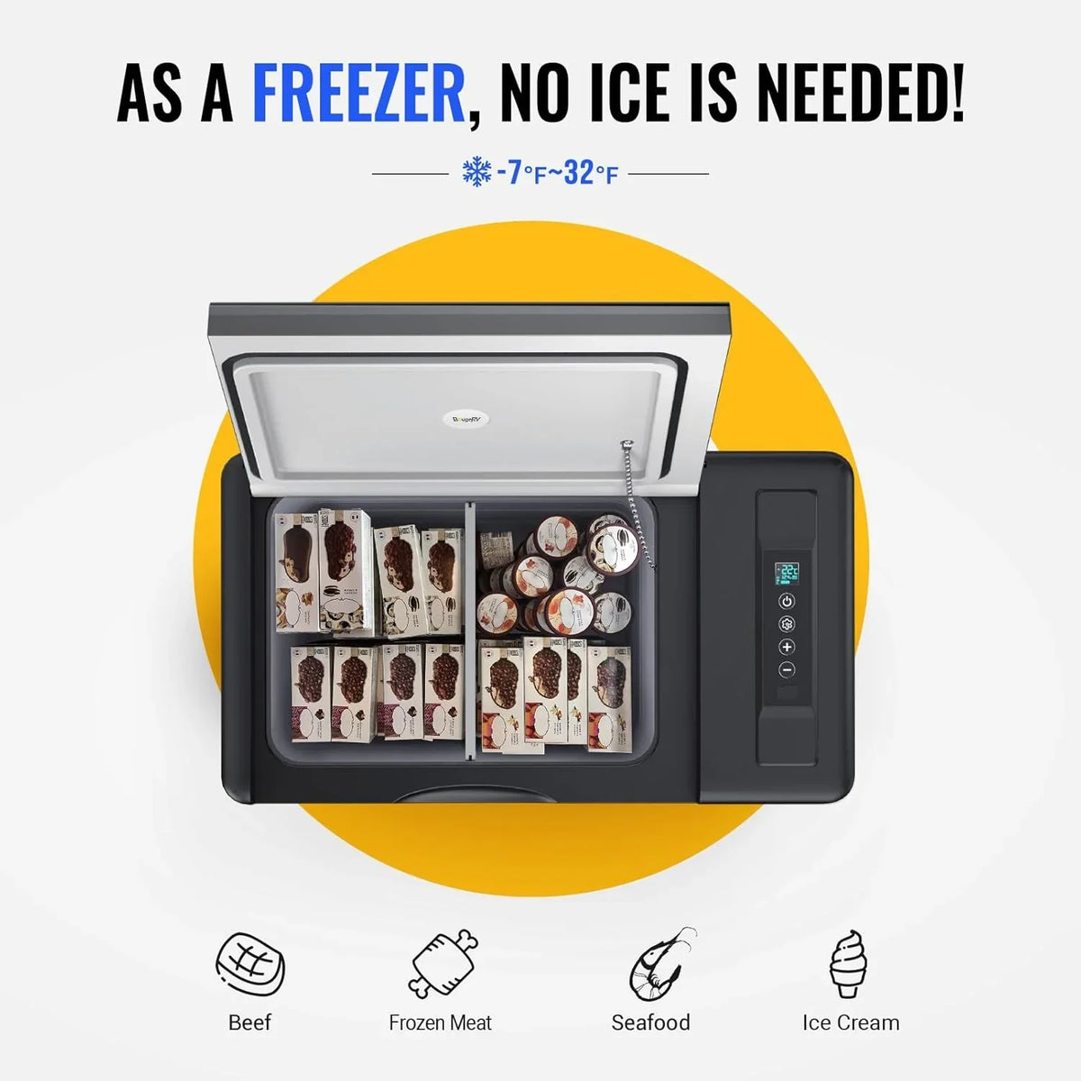BougeRV 12 Volt Refrigerator 12V Car Fridge 23 Quart Portable Freezer Compressor Cooler 12/24V DC 110~240 Volt AC for Truck Van RV Camper SUV Travel Camping Road Trips Tailgating -7��~50��