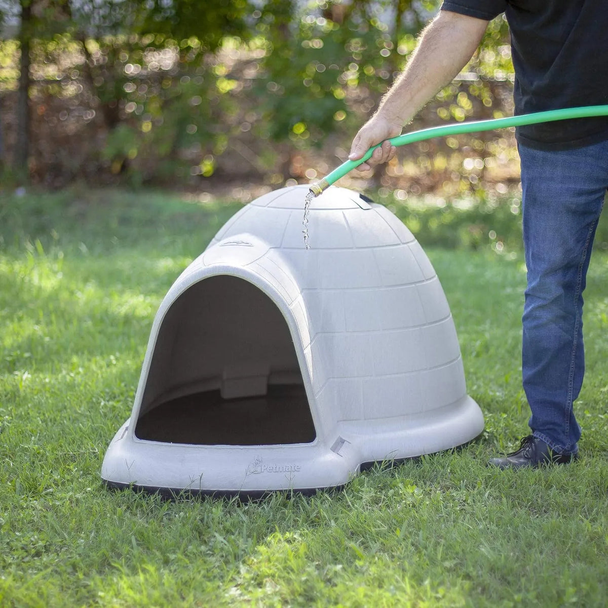 Petmate Indigo Dog House (Igloo Dog House, Made in USA with 90% Recycled Materials, All-Weather Protection Pet Shelter) for XL Dogs -90 to 125 pounds, Made in USA