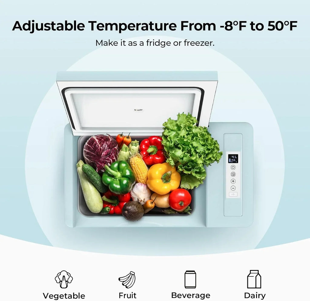 BougeRV 12 Volt Refrigerator 12V Car Fridge 23 Quart Portable Freezer Compressor Cooler 12/24V DC 110~240 Volt AC for Truck Van RV Camper SUV Travel Camping Road Trips Tailgating -7��~50��