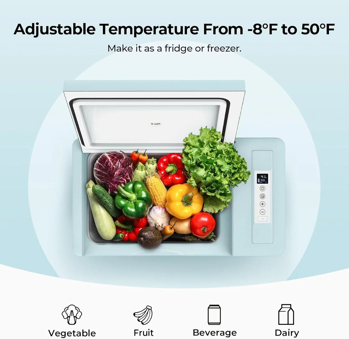 BougeRV 12 Volt Refrigerator 12V Car Fridge 23 Quart Portable Freezer Compressor Cooler 12/24V DC 110~240 Volt AC for Truck Van RV Camper SUV Travel Camping Road Trips Tailgating -7��~50��