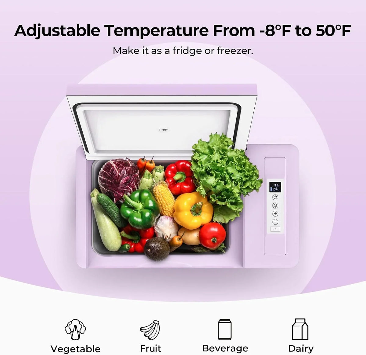 BougeRV 12 Volt Refrigerator 12V Car Fridge 23 Quart Portable Freezer Compressor Cooler 12/24V DC 110~240 Volt AC for Truck Van RV Camper SUV Travel Camping Road Trips Tailgating -7��~50��