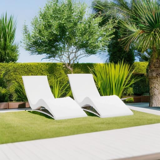 Classic White - in-Pool Chaise Lounger �� Designed for Water Depths Up to 9�� �� Aqua Outdoors �� Set of 2 �� Compatible with All Pool Types - Poolside & Sun Deck Tanning