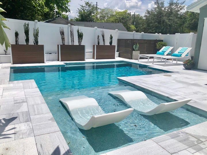 Classic White - in-Pool Chaise Lounger �� Designed for Water Depths Up to 9�� �� Aqua Outdoors �� Set of 2 �� Compatible with All Pool Types - Poolside & Sun Deck Tanning