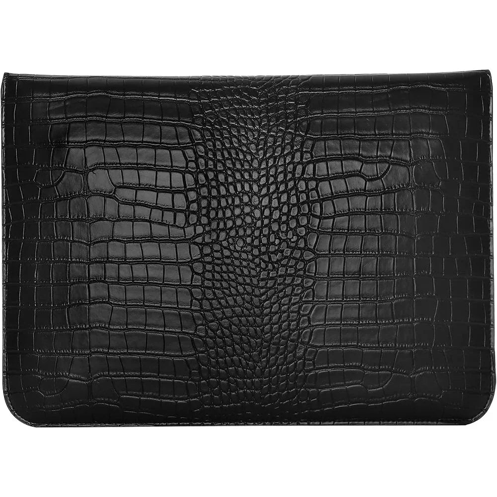 Black Faux Crocodile Laptop Sleeve Case