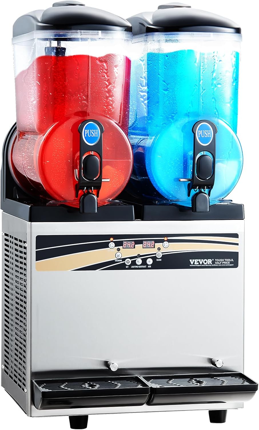 VEVOR Slushy Machine, 15Lx2 Double Tank Commercial Margarita Machine, 120 Cups Stainless Steel Margarita Smoothie Frozen Drink Machine, Slushie Machine for Home Party Restaurants Cafe Bars