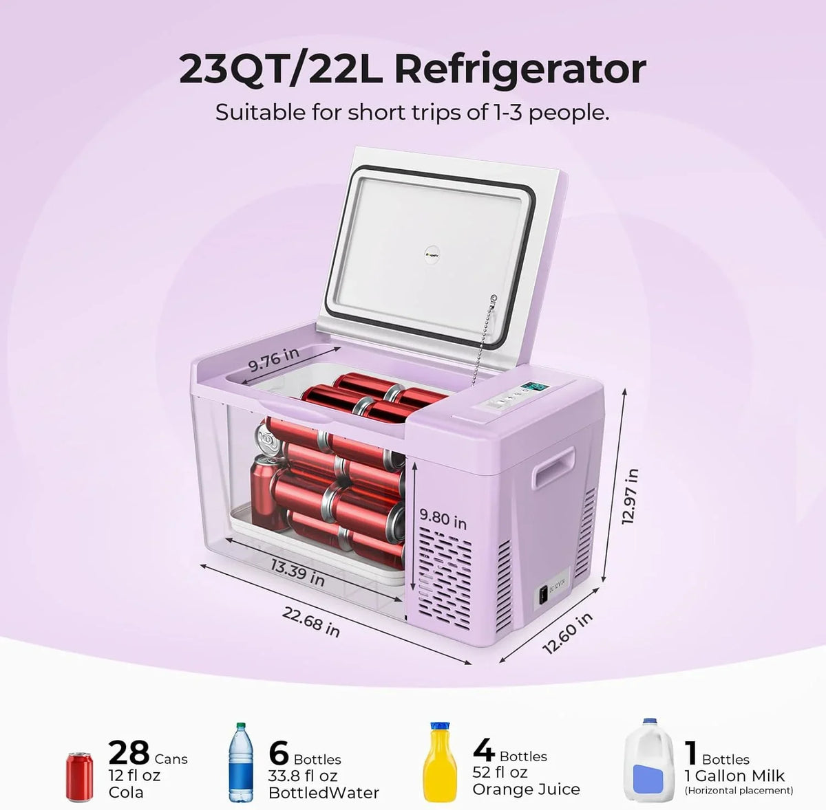 BougeRV 12 Volt Refrigerator 12V Car Fridge 23 Quart Portable Freezer Compressor Cooler 12/24V DC 110~240 Volt AC for Truck Van RV Camper SUV Travel Camping Road Trips Tailgating -7��~50��
