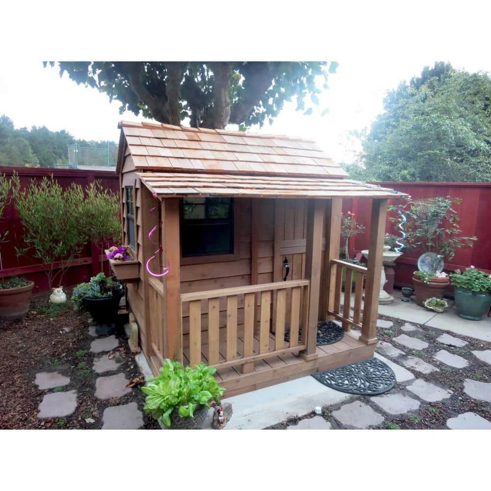 Outdoor Living Today Little Squirt 6 ft. Cedar Playhouse with Windows and Dutch Door